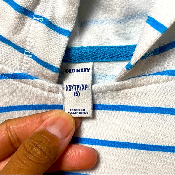Old Navy Toddler Striped Hooded Top Size 5 EUC - Picture 2 of 3
